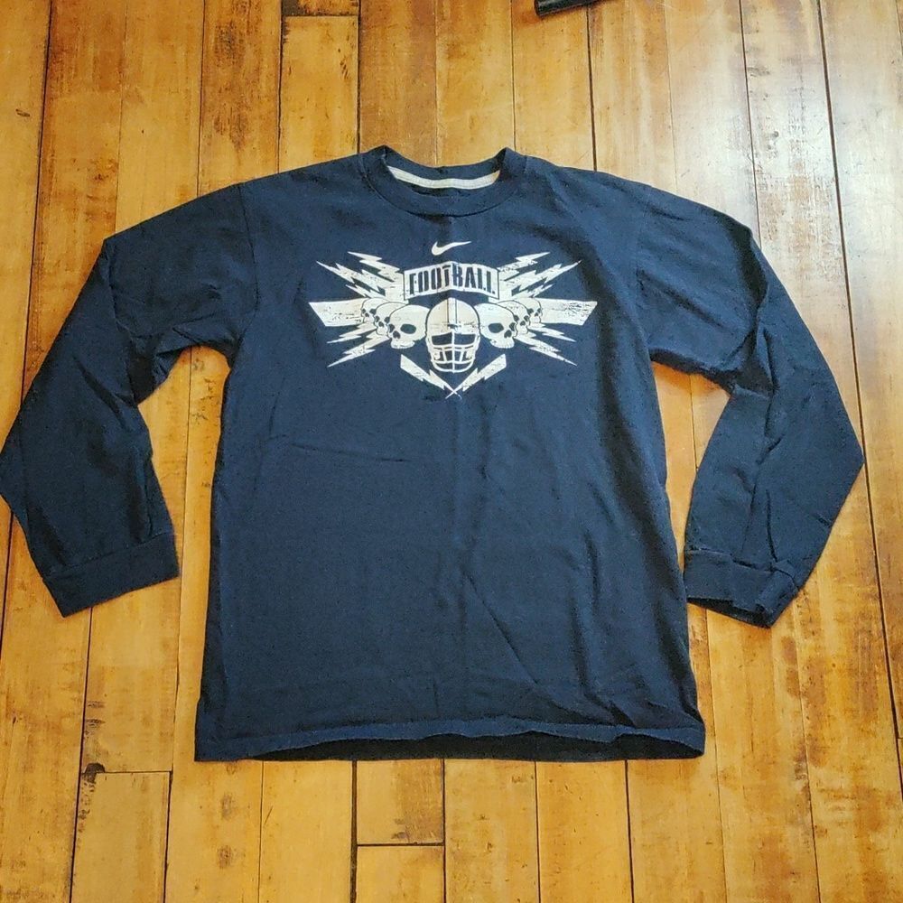 Nike Shirt XL Football Blue White Long Sleeve Cotton Spring